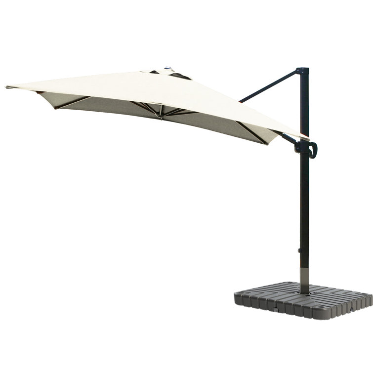 Forest Green Canvas 10' Square Cantilever Umbrella with Bronze Frame