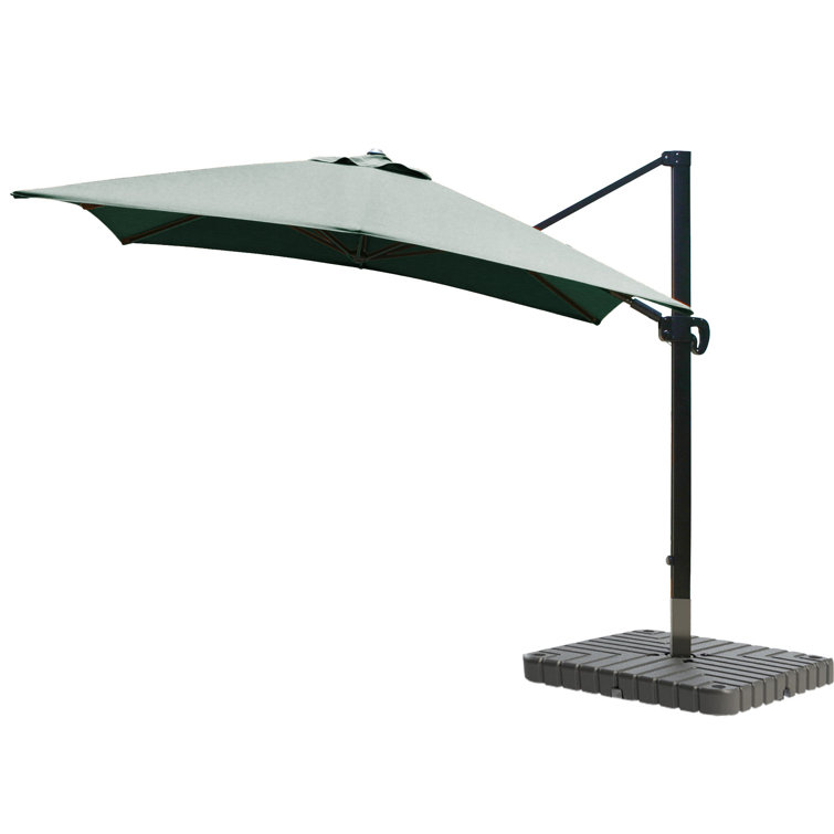 Forest Green Canvas 10' Square Cantilever Umbrella with Bronze Frame
