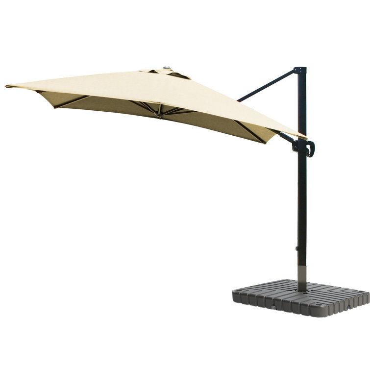 Forest Green Canvas 10' Square Cantilever Umbrella with Bronze Frame