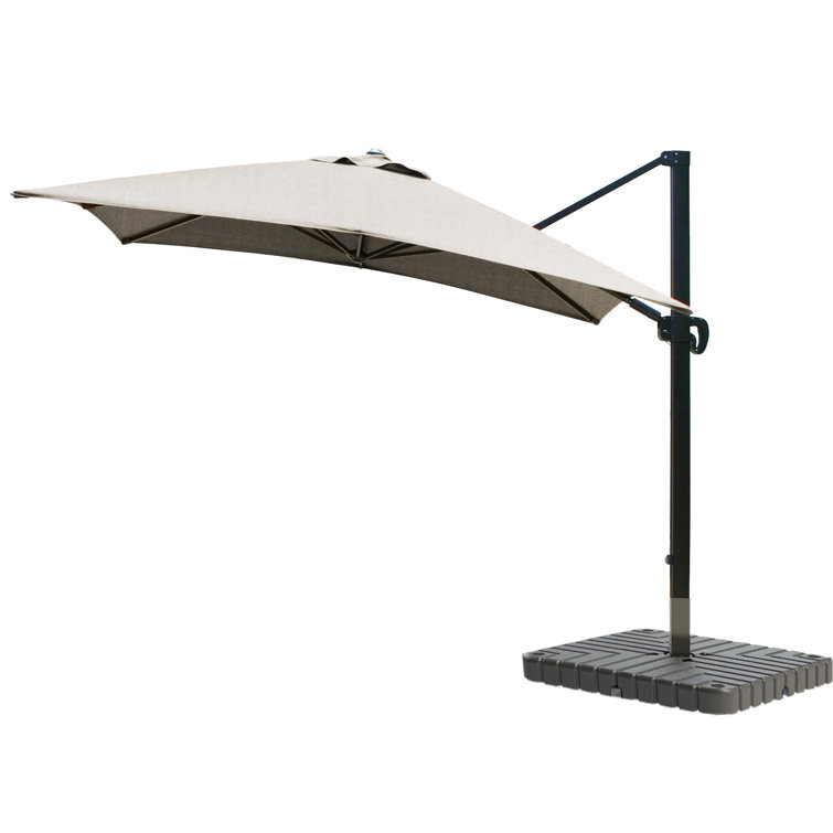 Forest Green Canvas 10' Square Cantilever Umbrella with Bronze Frame