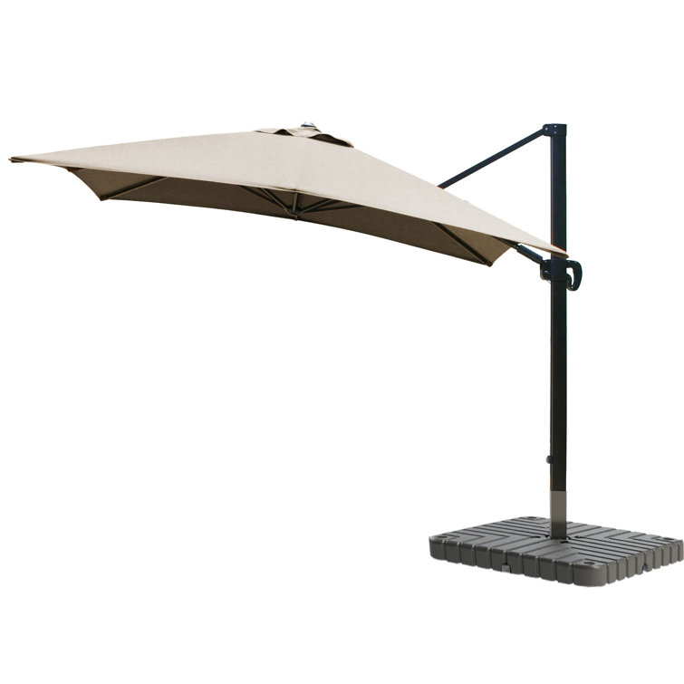 Forest Green Canvas 10' Square Cantilever Umbrella with Bronze Frame