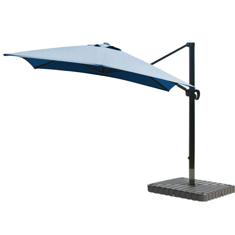 Forest Green Canvas 10' Square Cantilever Umbrella with Bronze Frame