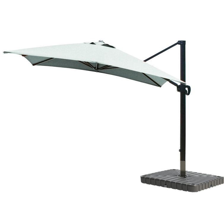 Forest Green Canvas 10' Square Cantilever Umbrella with Bronze Frame