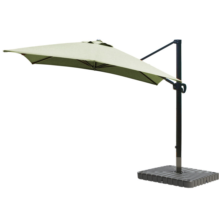 Forest Green Canvas 10' Square Cantilever Umbrella with Bronze Frame