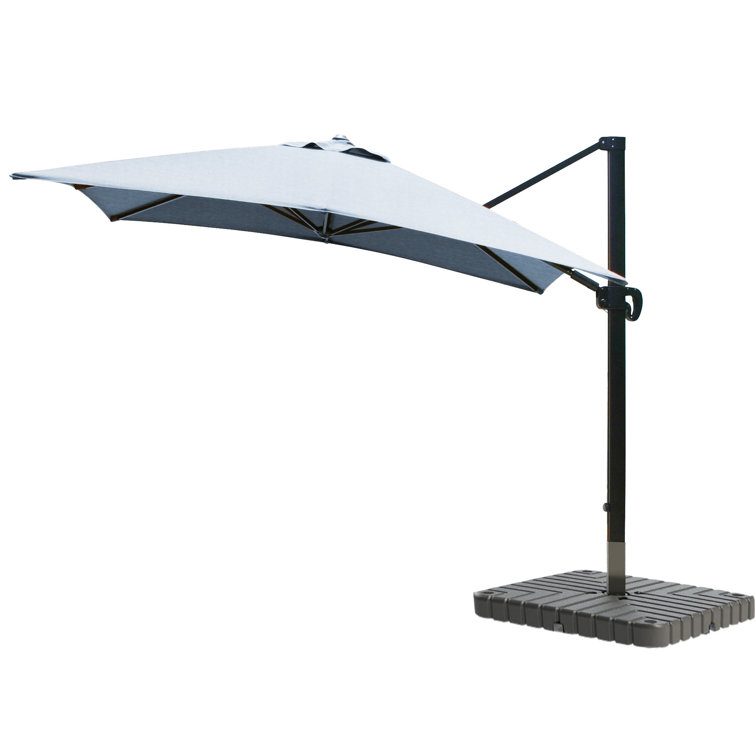 Forest Green Canvas 10' Square Cantilever Umbrella with Bronze Frame
