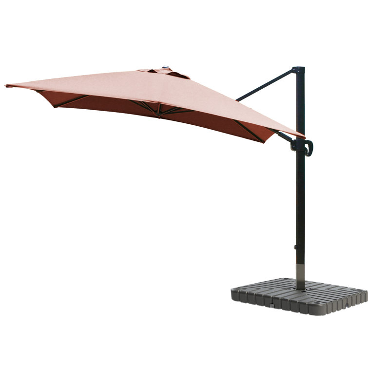 Forest Green Canvas 10' Square Cantilever Umbrella with Bronze Frame