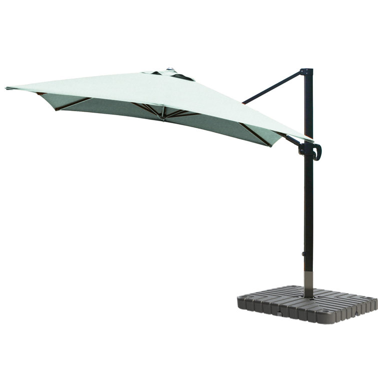 Forest Green Canvas 10' Square Cantilever Umbrella with Bronze Frame