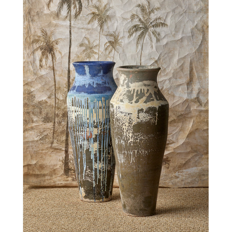 Large Blue and White Terracotta Garden Urn
