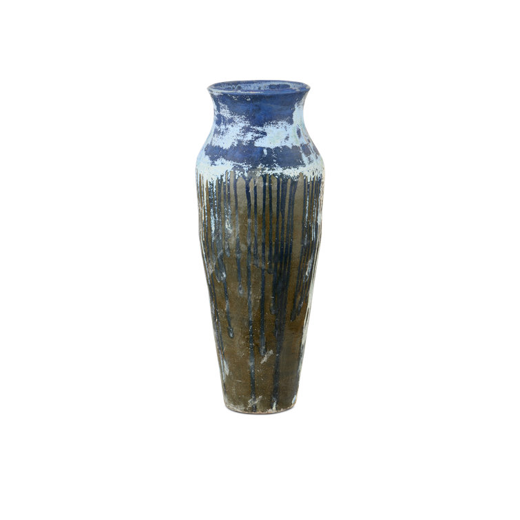 Large Blue and White Terracotta Garden Urn