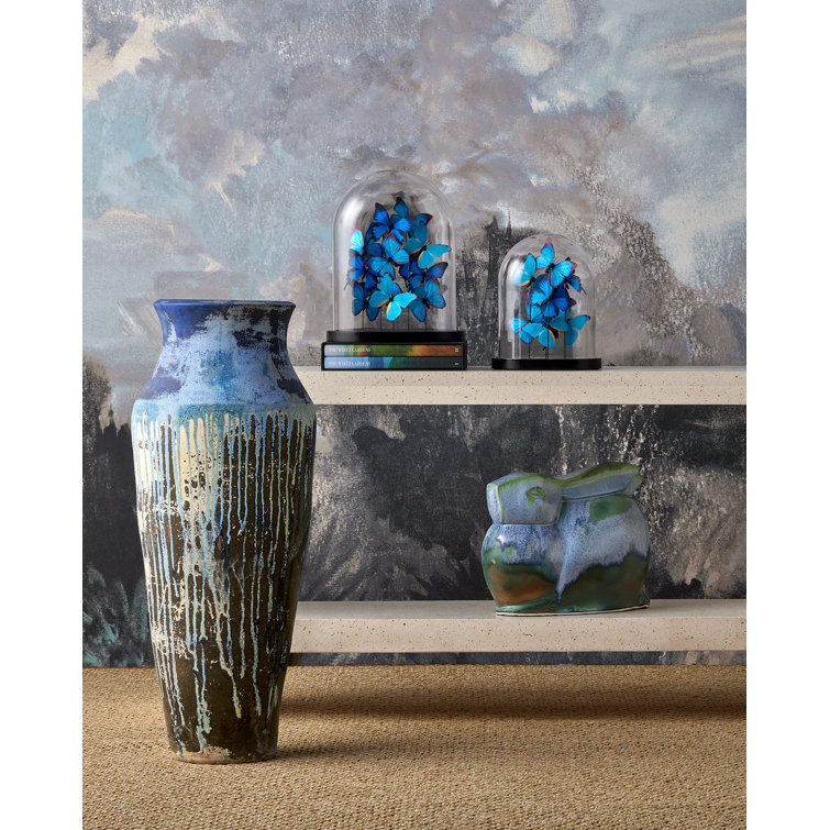 Large Blue and White Terracotta Garden Urn