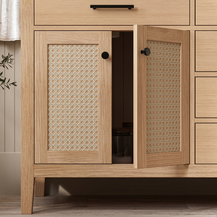Camila 73'' Light Brown Double Sink Freestanding Vanity with White Quartz Top