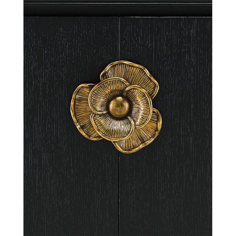 Briallen 48'' Caviar Black and Antique Brass Demilune Cabinet