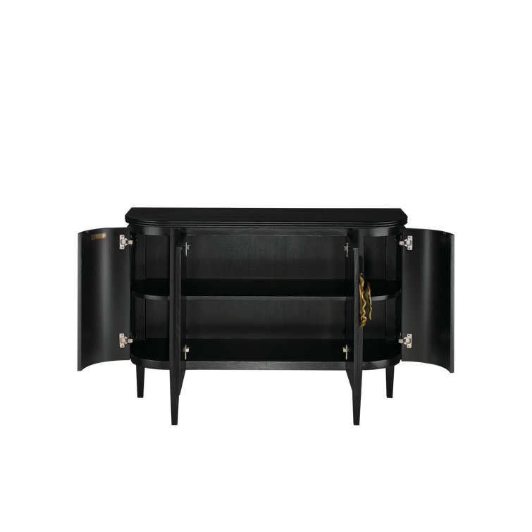 Briallen 48'' Caviar Black and Antique Brass Demilune Cabinet
