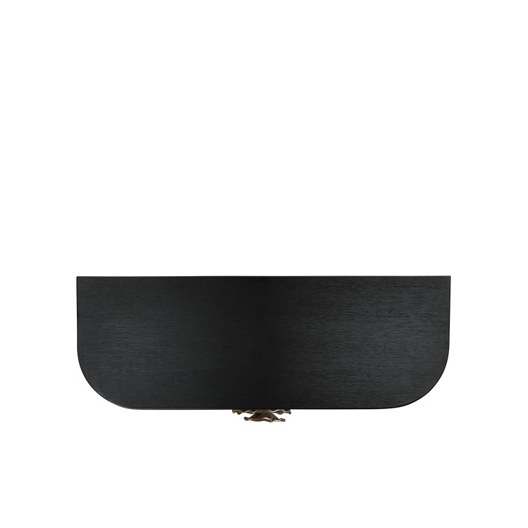 Briallen 48'' Caviar Black and Antique Brass Demilune Cabinet