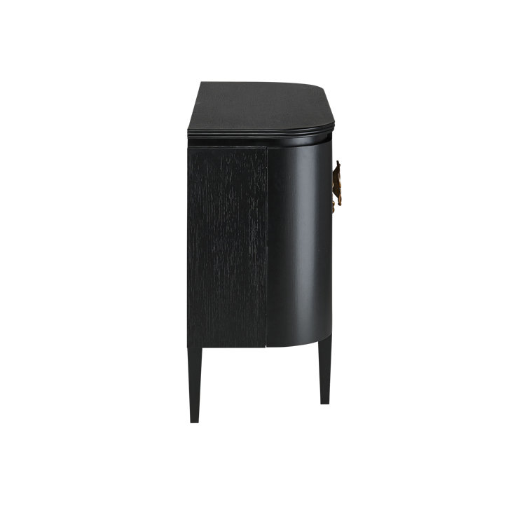 Briallen 48'' Caviar Black and Antique Brass Demilune Cabinet