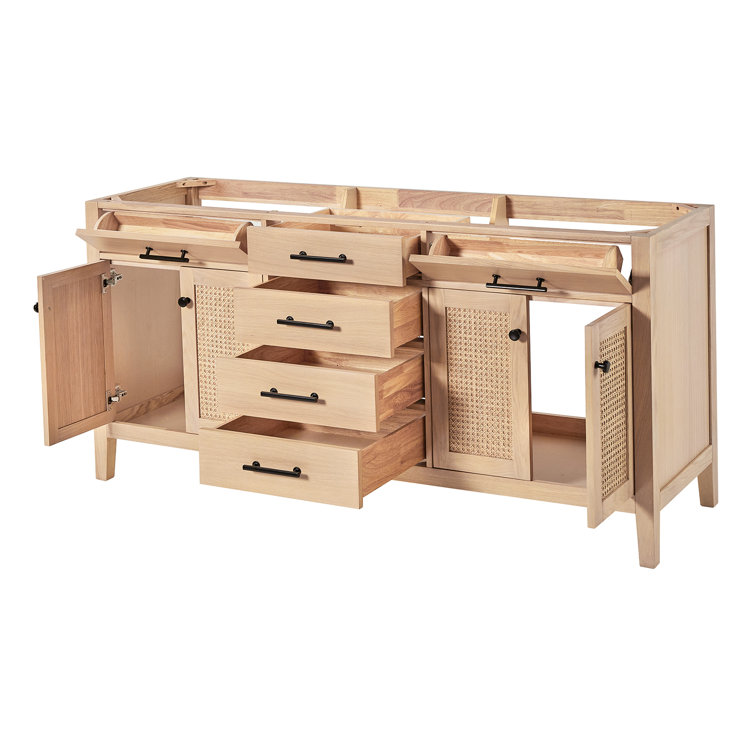 Camila 72" Light Brown Oak Freestanding Double Vanity