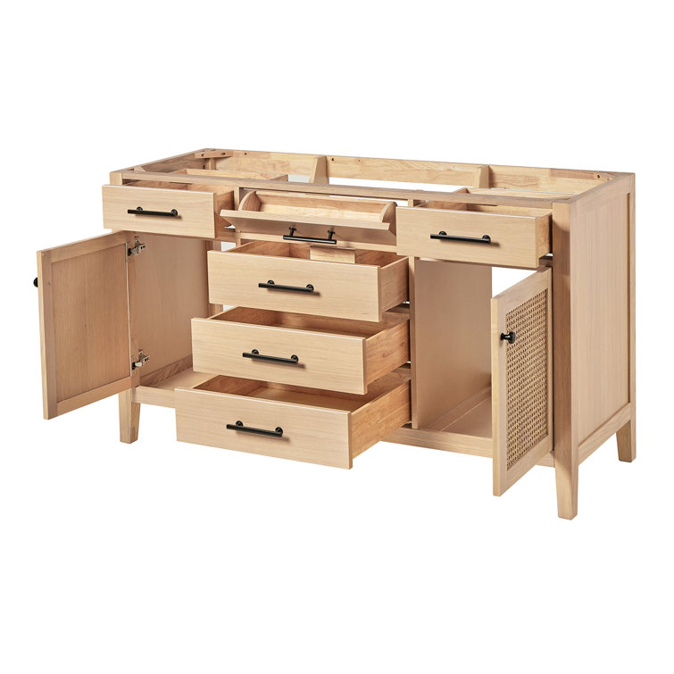 Camila 60" Light Brown Oak Freestanding Vanity Base