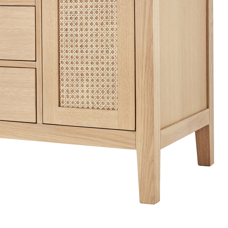 Camila 55" Light Brown Wood Single Sink Vanity with White Quartz Top