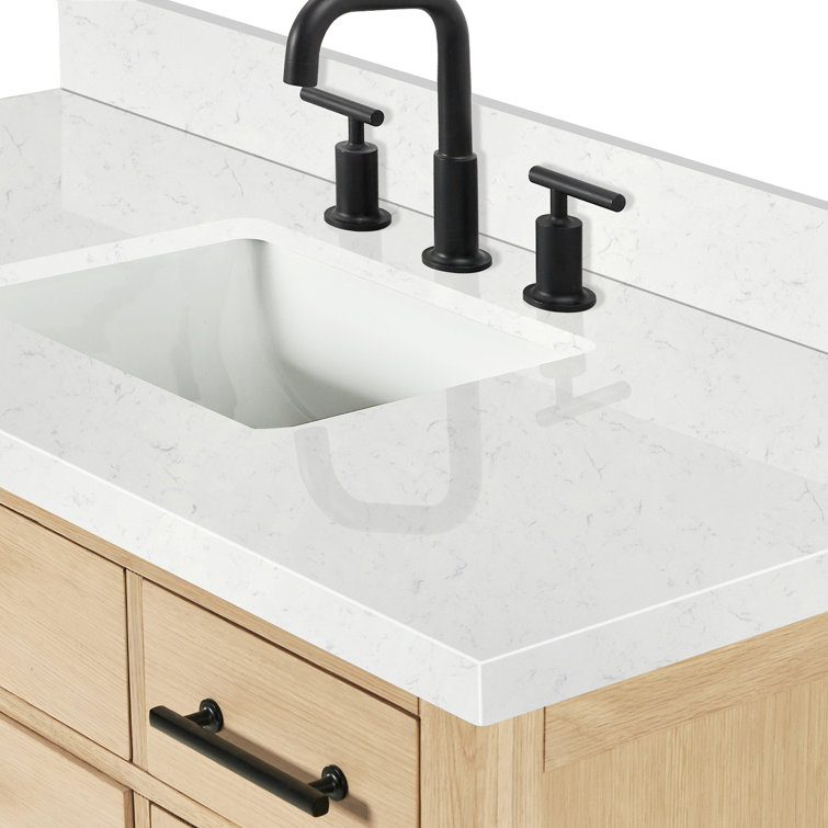 Camila 48" Light Oak Single Sink Vanity with Carrara Quartz Top