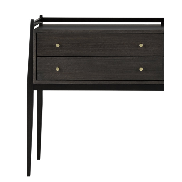 Selig 62'' Dark Mink Mahogany Console Table with Polished Brass Drawer Knobs