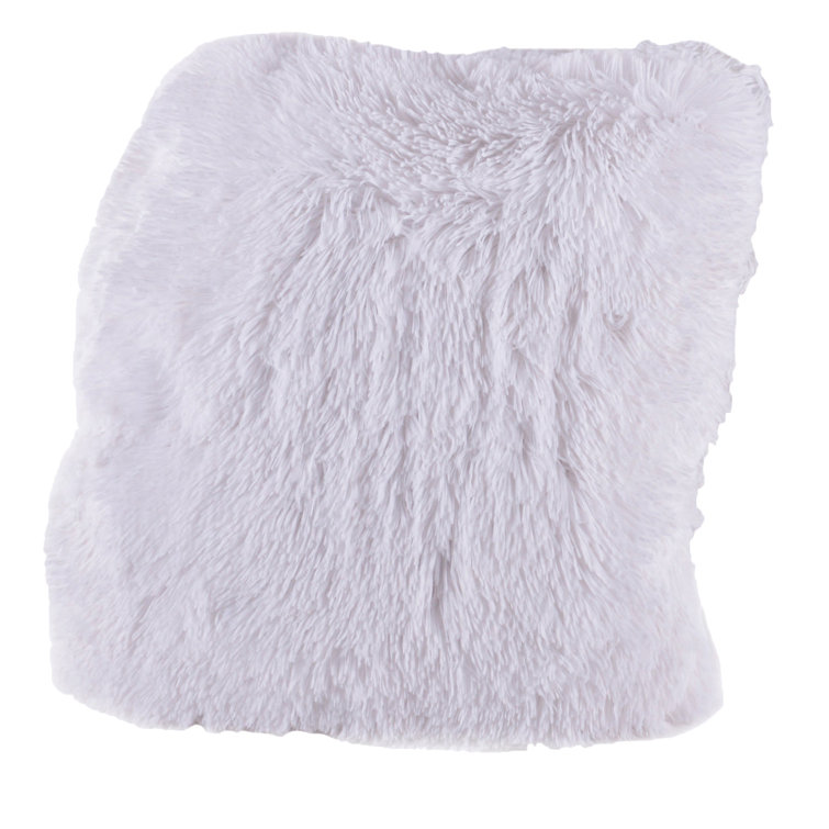White Faux Fur Square Throw Pillows Set of 2