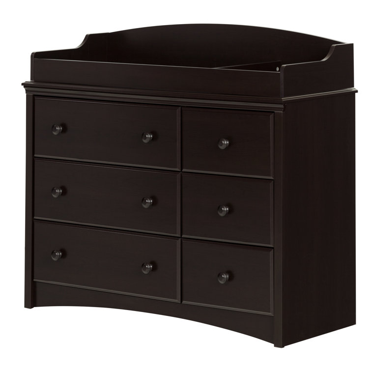 Espresso 6-Drawer Changing Table Dresser with Removable Station