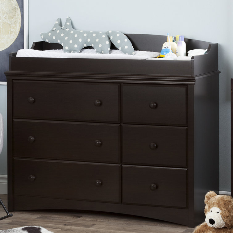 Espresso 6-Drawer Changing Table Dresser with Removable Station