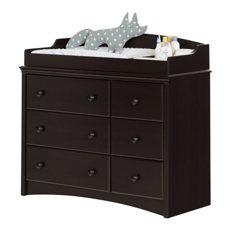 Espresso 6-Drawer Changing Table Dresser with Removable Station