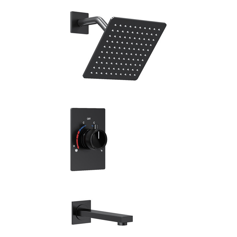 Matte Black Wall Mounted Rain Shower Faucet Set