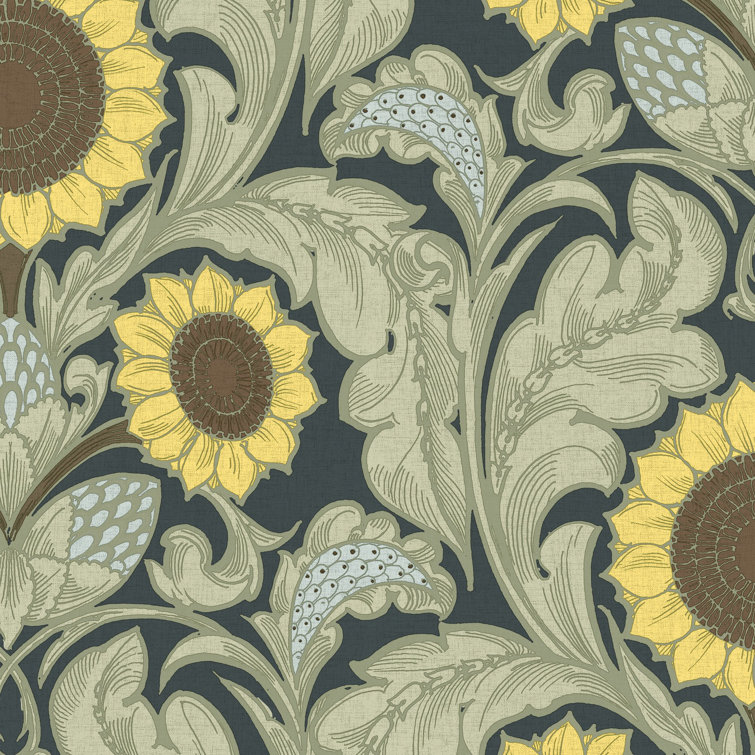 Sunnyside Up Matte Finish Blue and Yellow Floral Wallpaper Roll
