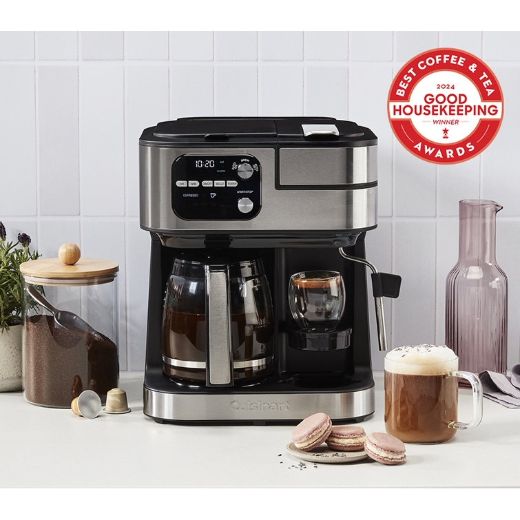 Silver Stainless Steel 12-Cup Coffee Machine with Steam Wand