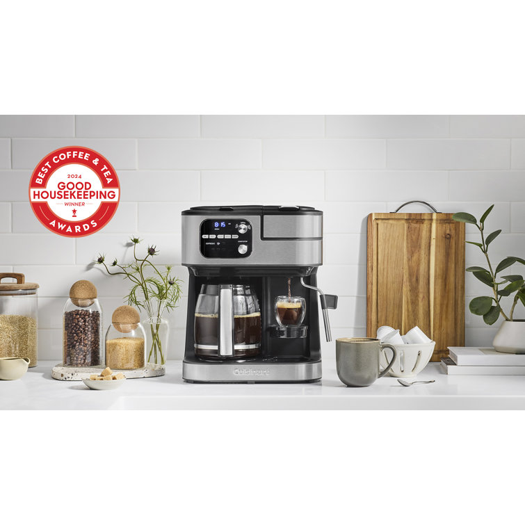 Silver Stainless Steel 12-Cup Coffee Machine with Steam Wand