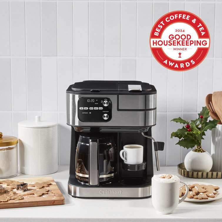 Silver Stainless Steel 12-Cup Coffee Machine with Steam Wand