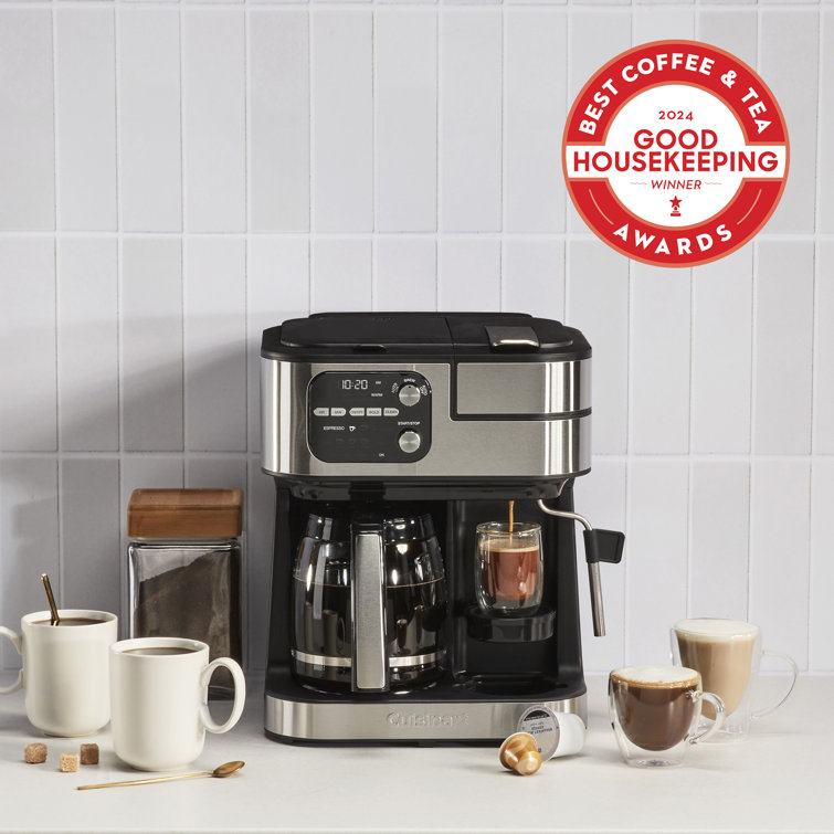Silver Stainless Steel 12-Cup Coffee Machine with Steam Wand