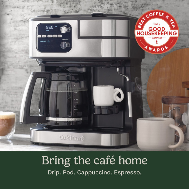 Silver Stainless Steel 12-Cup Coffee Machine with Steam Wand