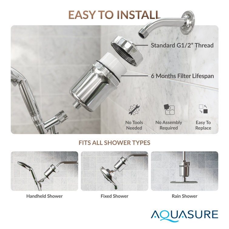 Chrome Multi-Stage High Capacity Shower Water Filtration System