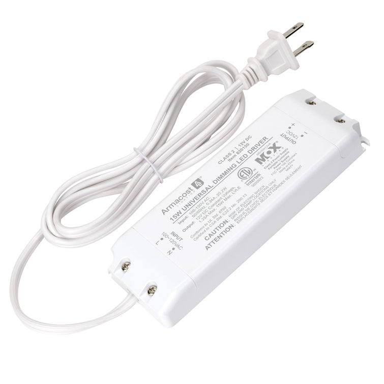 15W White Universal Dimmable LED Driver with Power Cord
