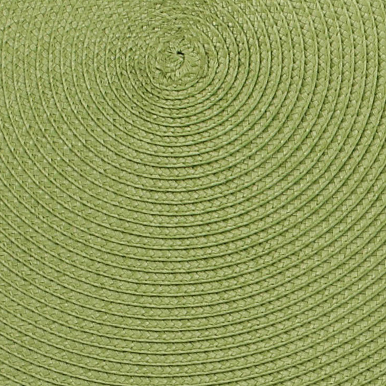 Green Round Woven Fabric Placemats, Set of 4