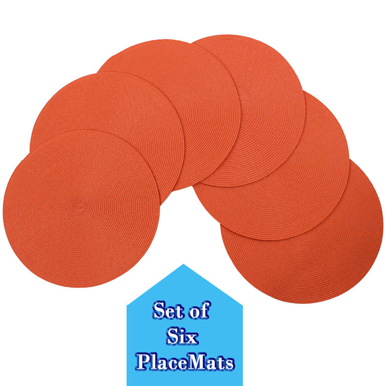 Orange Polypropylene Round Christmas Placemat Set of 6