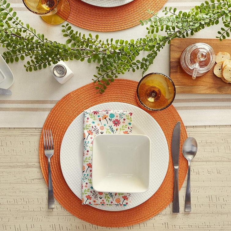 Orange Polypropylene Round Christmas Placemat Set of 6