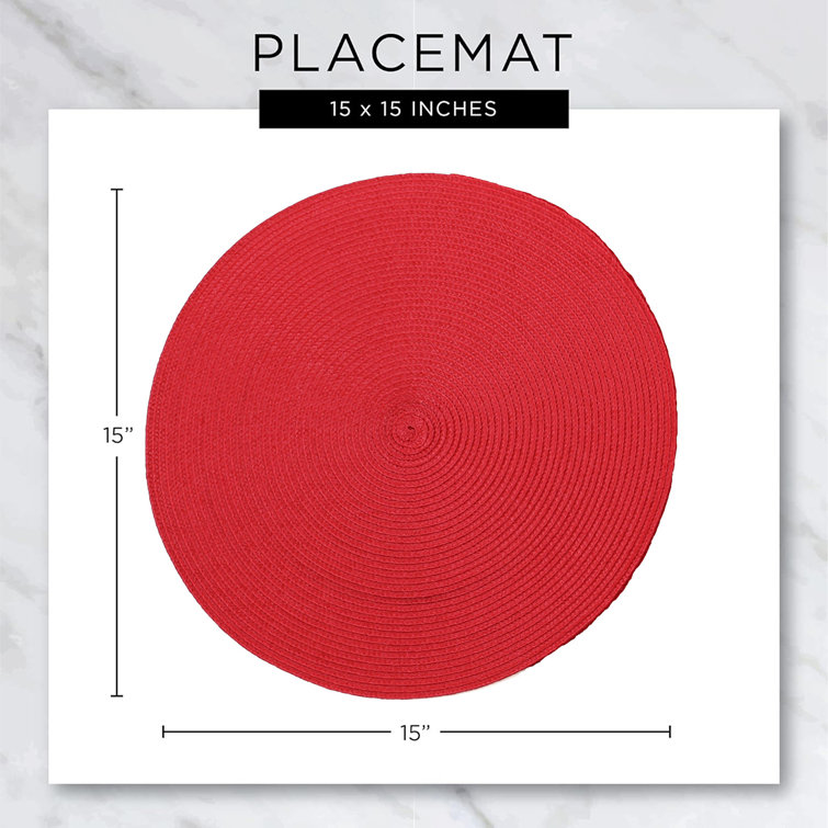 Scarlet Red Round Polypropylene Placemat and Coaster Set
