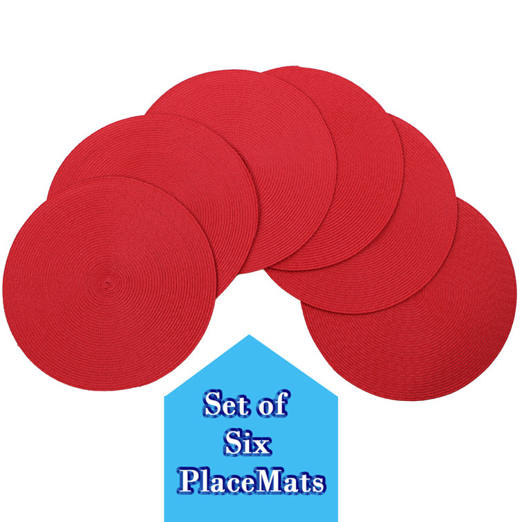 Scarlet Red Round Polypropylene Placemat and Coaster Set