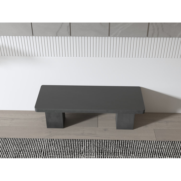 Maximus Black Concrete Outdoor Bench, 16" H x 47" W x 18" D