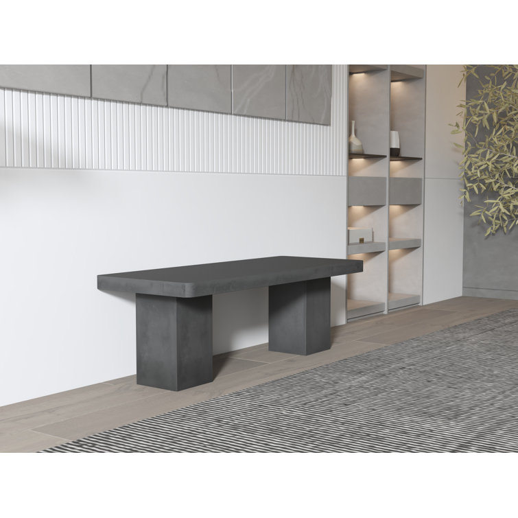 Maximus Black Concrete Outdoor Bench, 16" H x 47" W x 18" D