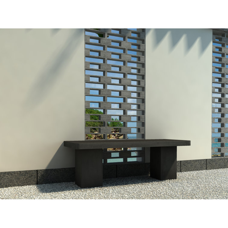 Maximus Black Concrete Outdoor Bench, 16" H x 47" W x 18" D