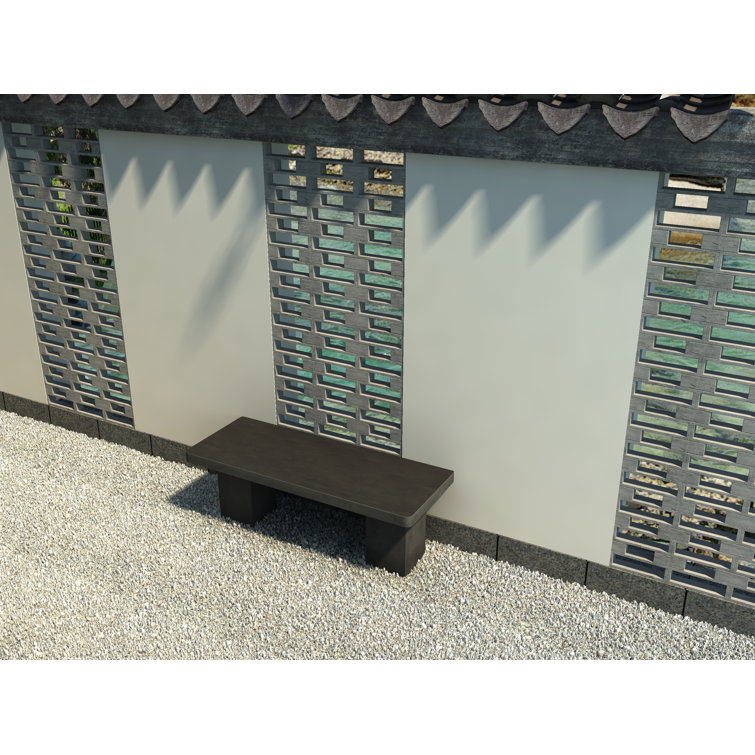 Maximus Black Concrete Outdoor Bench, 16" H x 47" W x 18" D