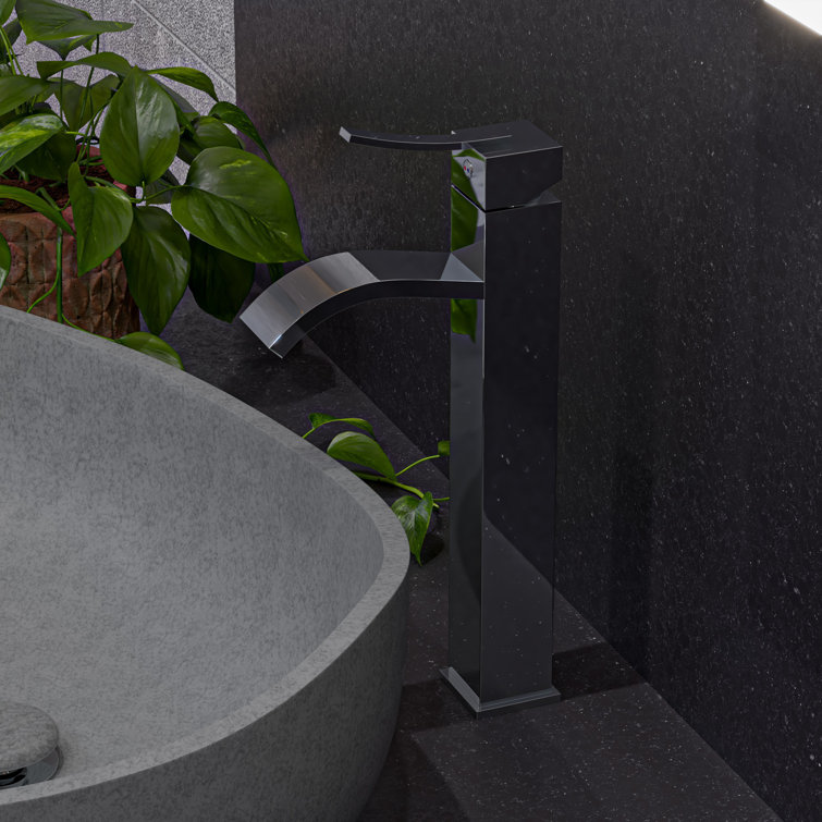 Polished Chrome Tall Square Body Vessel Sink Faucet