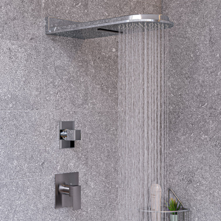 Brushed Nickel Modern Square Lever Shower Mixer