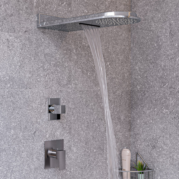 Brushed Nickel Modern Square Lever Shower Mixer