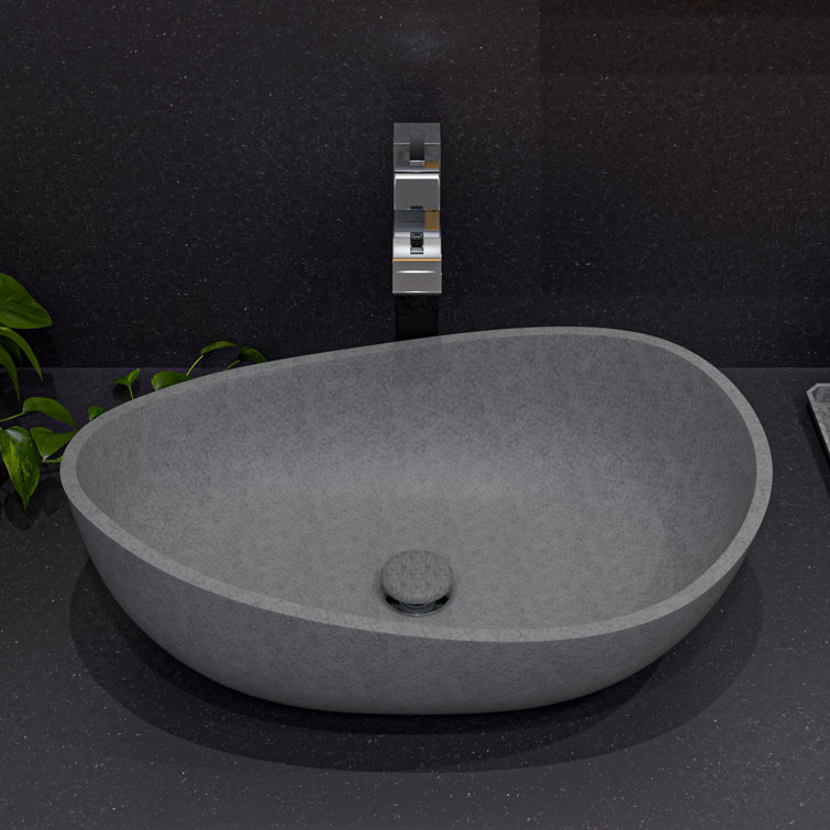 Gray Matte Ceramic Oval Above Mount Bathroom Sink